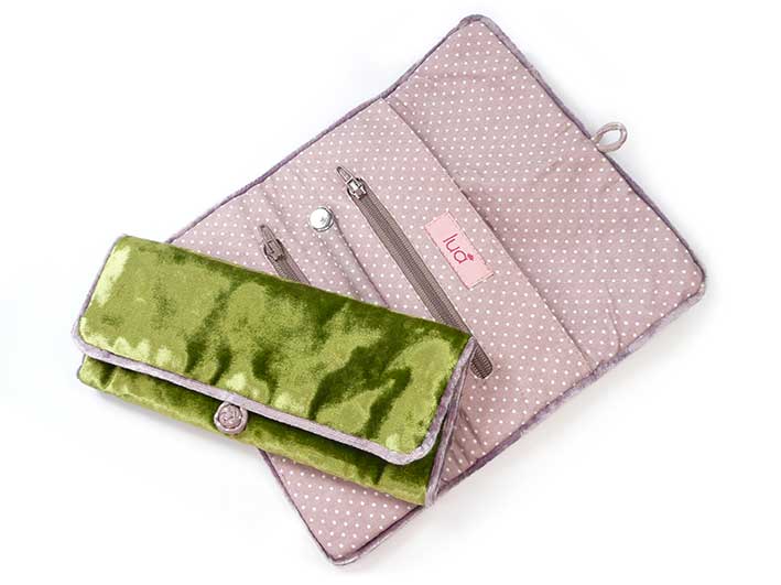 Jewellery Roll - Olive Velvet