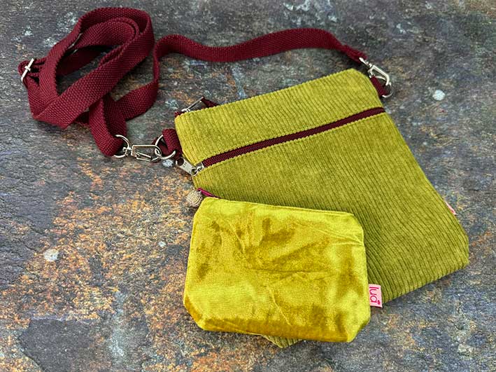 Cross Body Purse - Chartreuse Corduroy