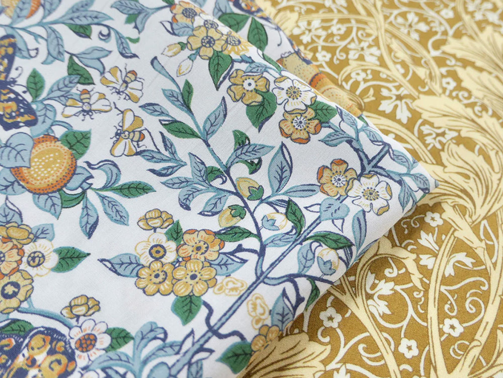 Close-up of Morris floral-patterned Liberty fabric 