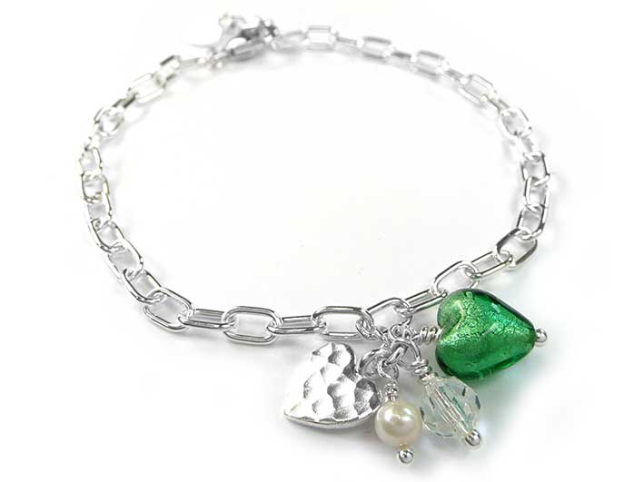 Murano Glass Amore Bracelet - Emerald