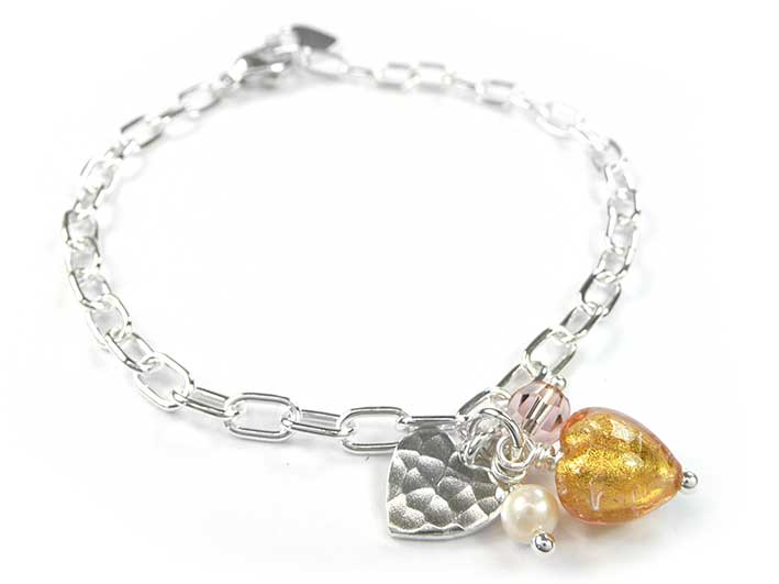 Murano Glass Amore Bracelet - Pink Gold
