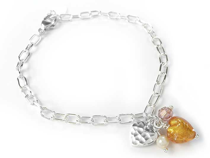 Murano Glass Amore Bracelet - Pink Gold