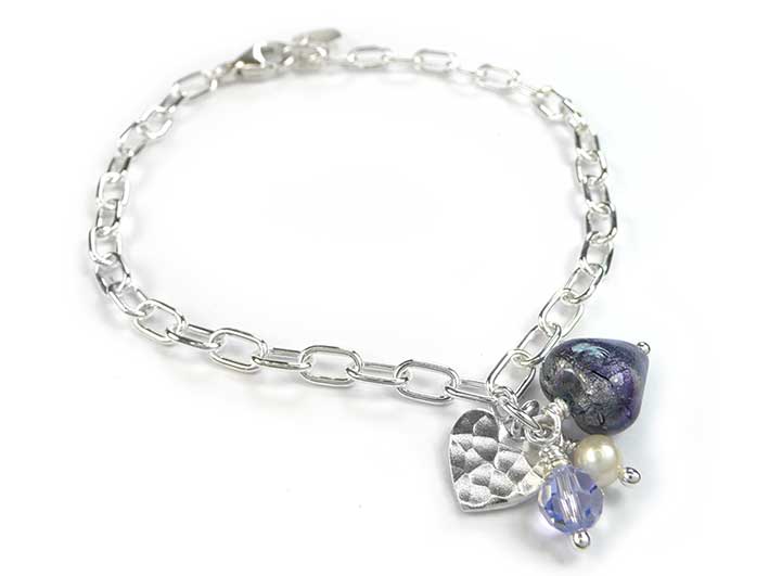Murano Glass Amore Bracelet - Purple Velvet