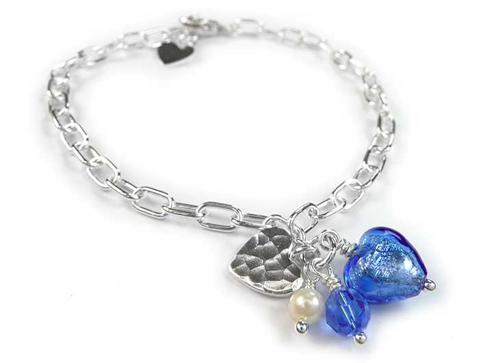Murano Glass Amore Bracelet - Sapphire