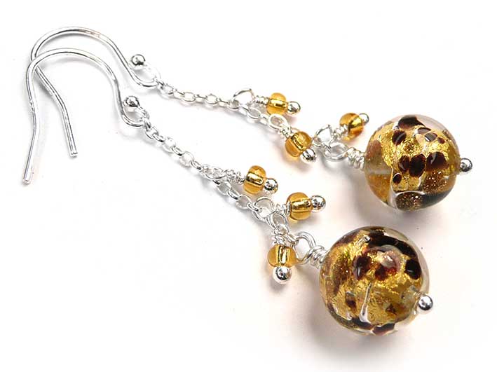 Murano Glass Bella Earrings - Leopard