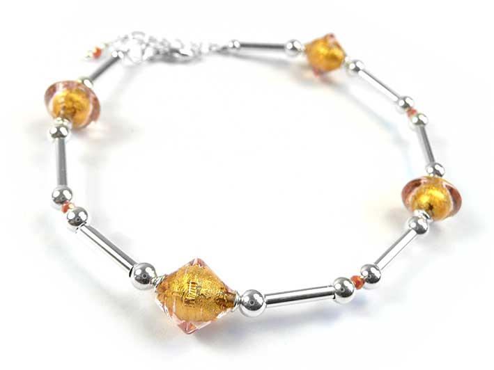 Murano Glass Bicone Bracelet - Peach
