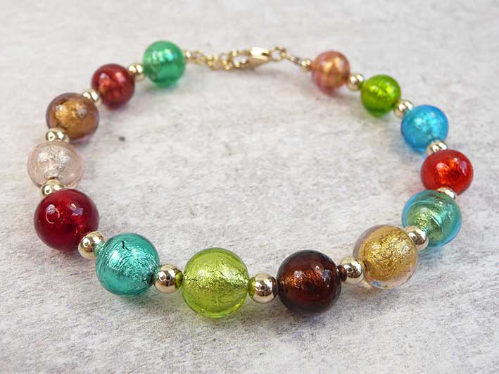 Murano Glass Bracelet - Multicolour Gold