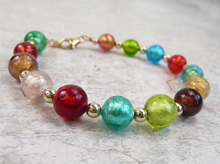 Murano Glass Bracelet - Multicolour Gold