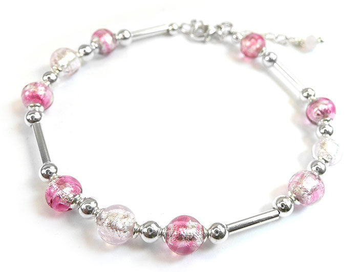 Murano Glass Bracelet - Pinks