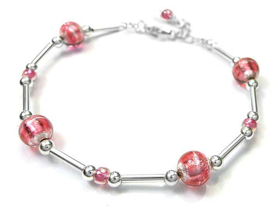 Murano Glass Bracelet -Raspberry Ripple