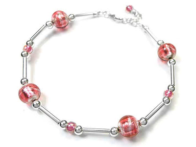 Murano Glass Bracelet - Raspberry Ripple