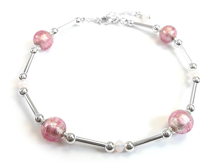 Murano Glass Bracelet - Rose