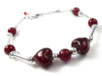 Murano Glass Bracelet - Ruby Heart