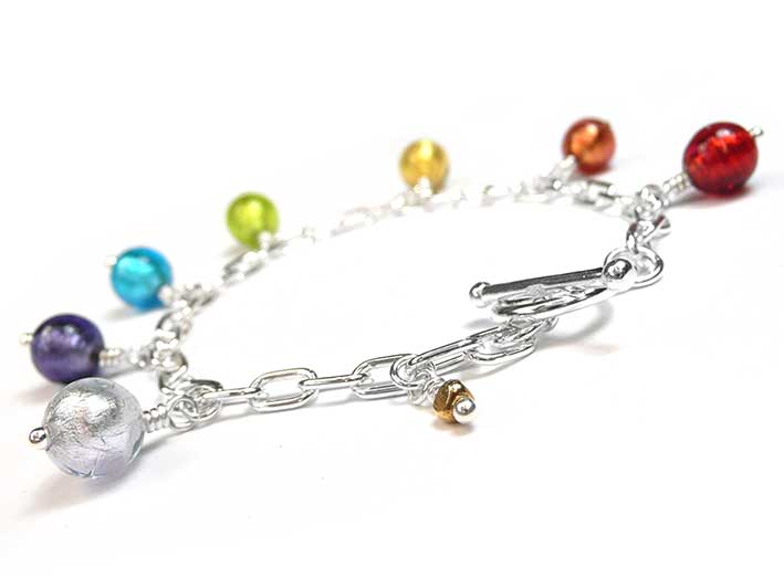 Murano Glass Charm Bracelet - Rainbow