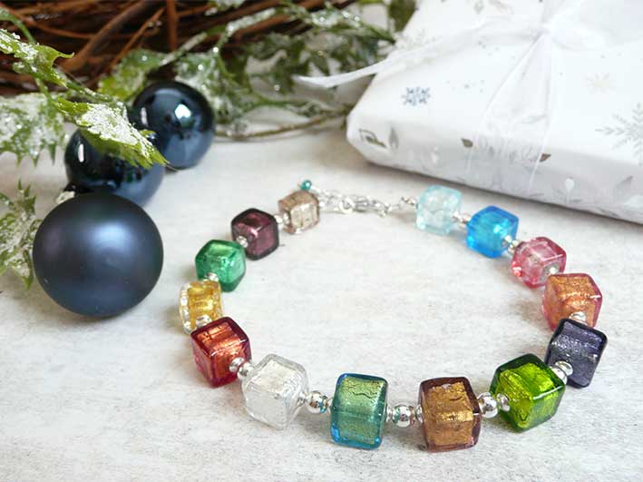 Murano Glass Cube Bracelet - Multicolour