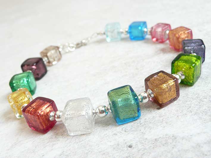 Murano Glass Cube Bracelet - Multicolour