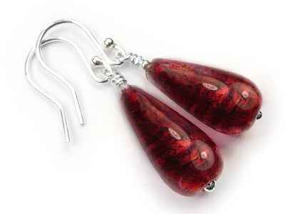 Murano Glass Drop Earrings - Rubino