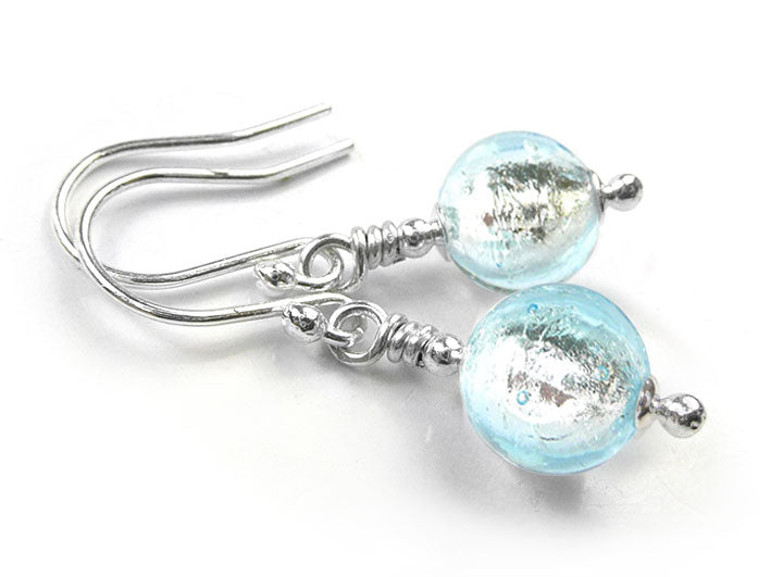 Murano Glass Earrings - Aquamarine Small