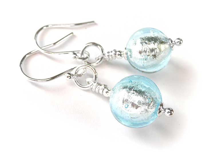 Murano Glass Earrings - Aquamarine Medium