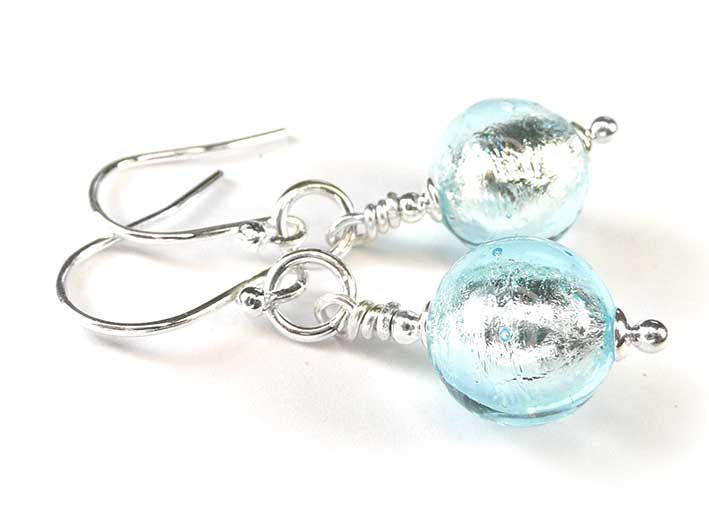 Murano Glass Earrings - Aquamarine Medium