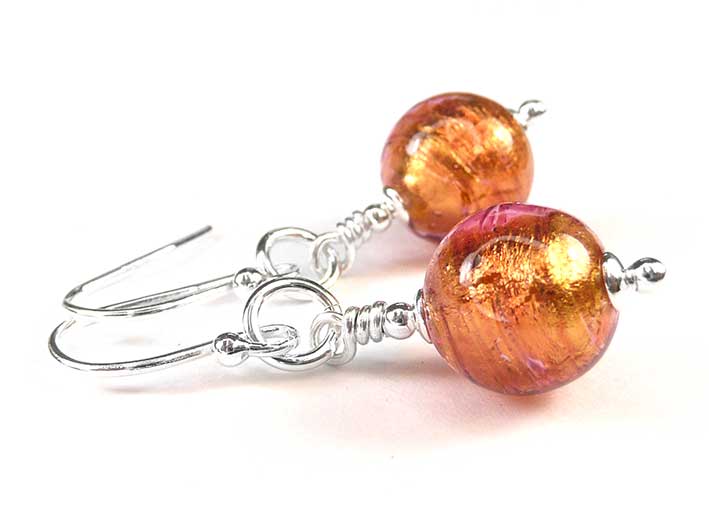 Murano Glass Earrings - Copper