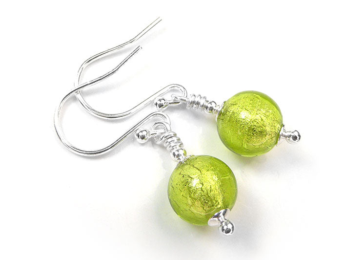 Murano Glass Earrings - Lime Small