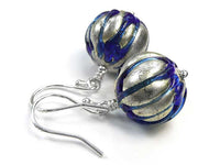 Murano Glass Earrings - Ribbed Electric