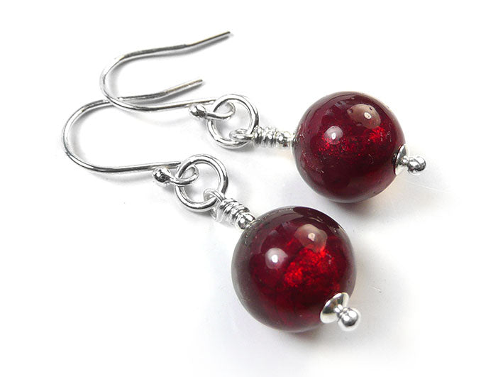 Murano Glass Earrings - Ruby