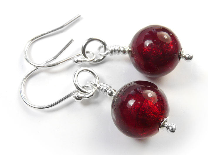 Murano Glass Earrings - Ruby Medium