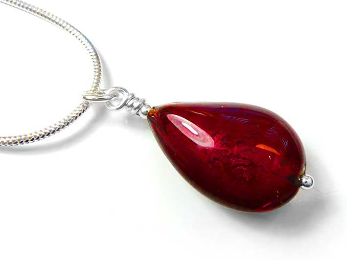 Murano Glass Pendant - Ruby Drop