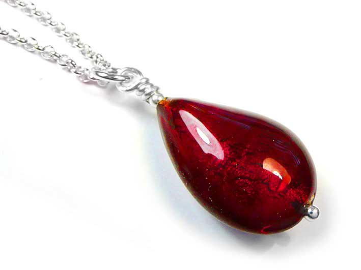 Murano Glass Pendant - Ruby Drop