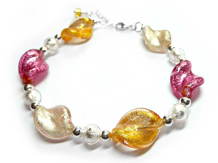 Murano Glass Twist Bracelet - Pinks
