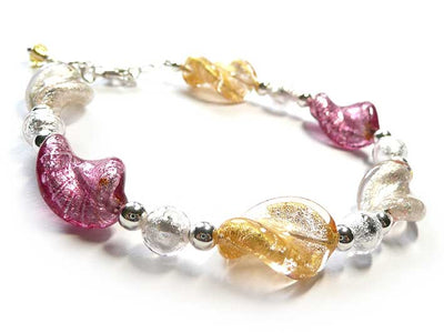 Murano Glass Twist Bracelet - Pinks