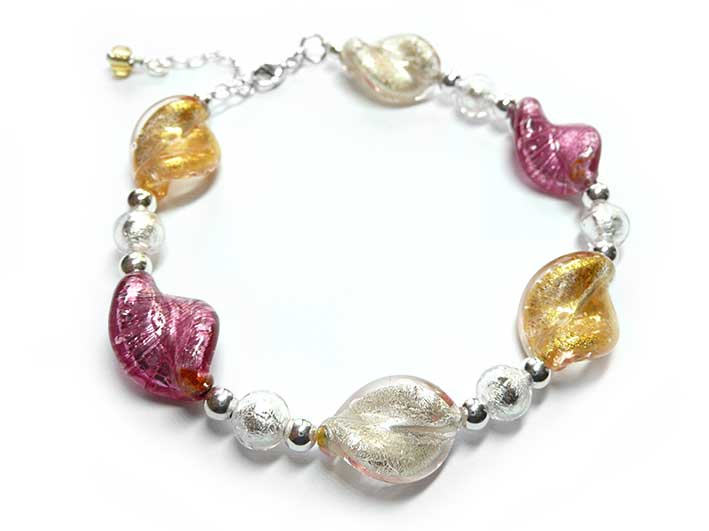 Murano Glass Twist Bracelet - Pinks