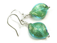 Murano Glass Twist Earrings - Aqua Verde