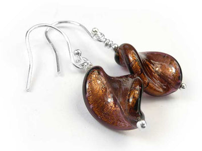 Murano Glass Twist Earrings - Dark Chocolate