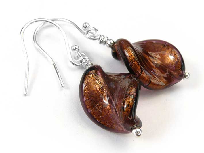Murano Glass Twist Earrings - Dark Chocolate