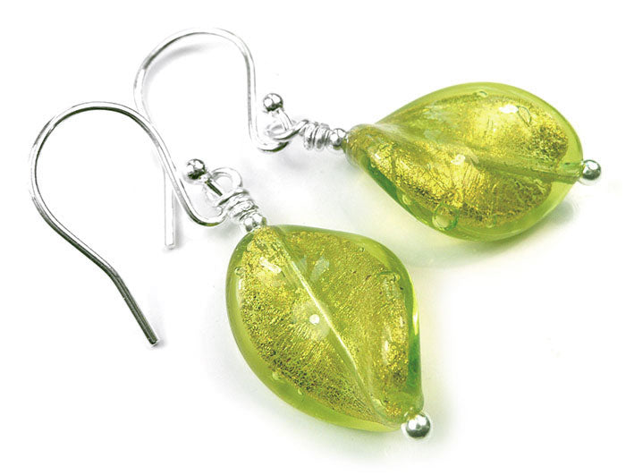 Murano Glass Twist Earrings - Lime