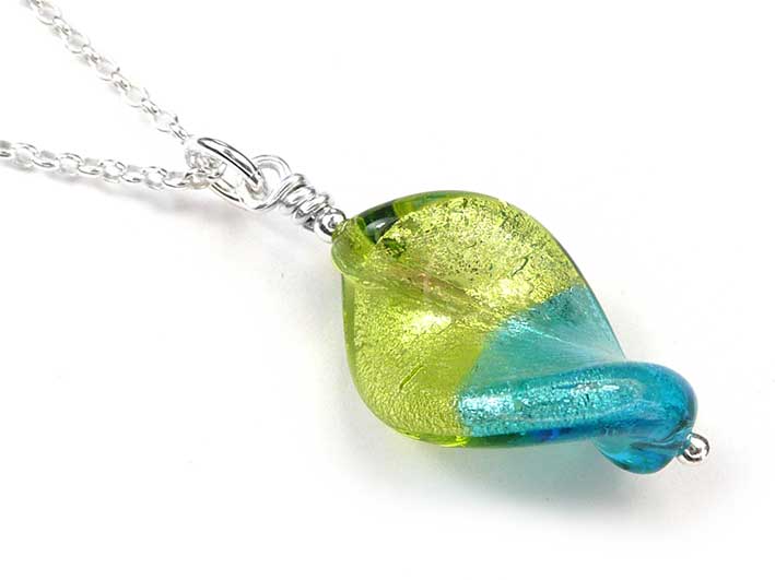 Murano Glass Twist Pendant - Turquoise and Lime