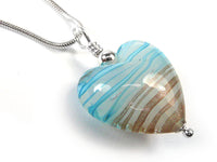 Murano Glass Heart Pendant - Sky Blue and Aventurine