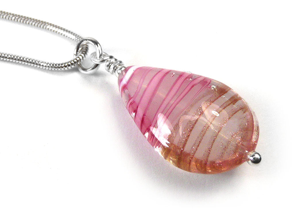 Murano Glass Pendant - Rose and Aventurine Drop