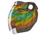 Pashmina - Rainbow Dots Green