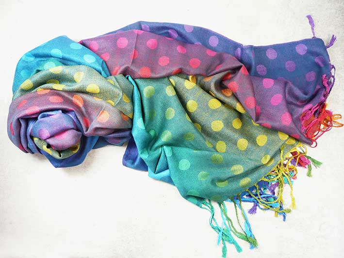 Pashmina - Rainbow Dots Teal