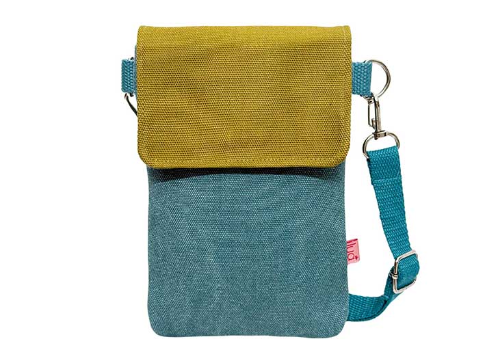 Phone Purse - Teal and Mustard