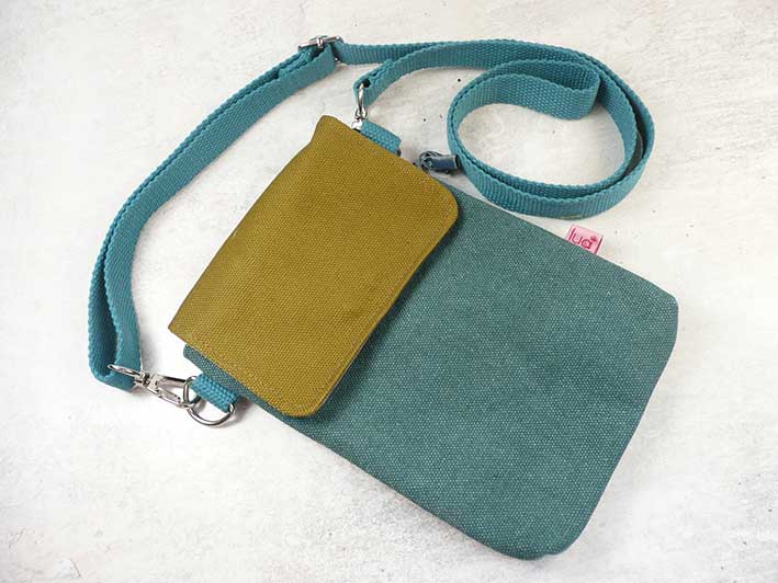 Phone Purse - Teal and Mustard