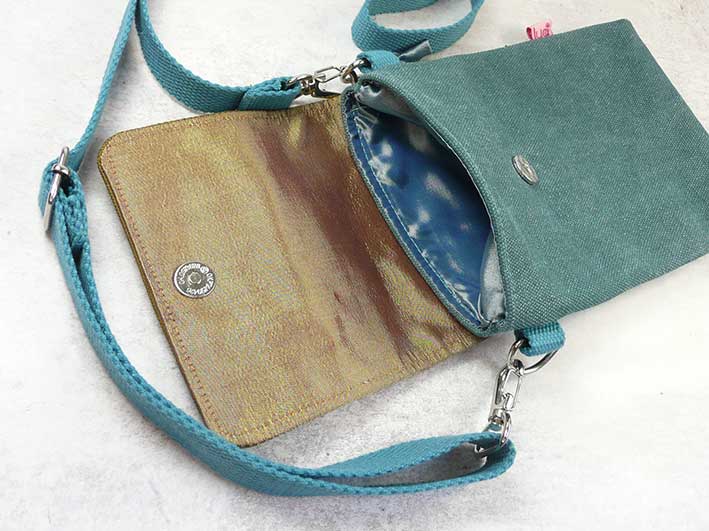 Phone Purse - Teal and Mustard