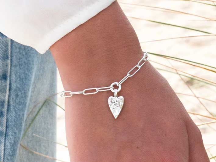 Silver Bracelet - Textured Heart