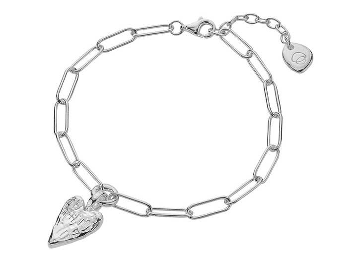 Silver Bracelet - Textured Heart