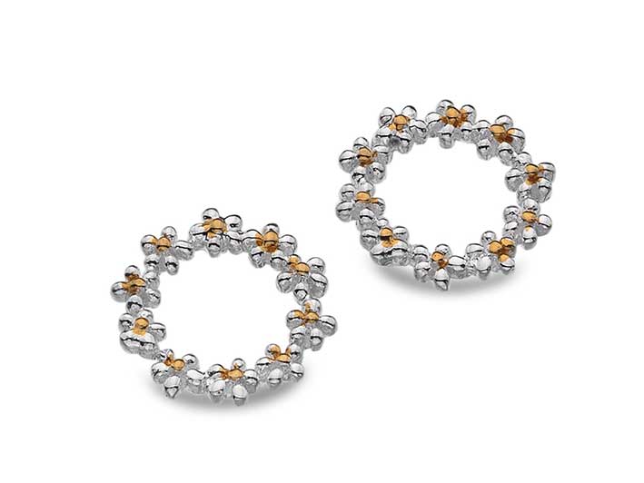 Silver Earrings - Circle Of Flowers