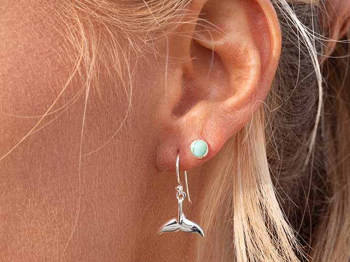 Silver Earrings - Dolphin Tail